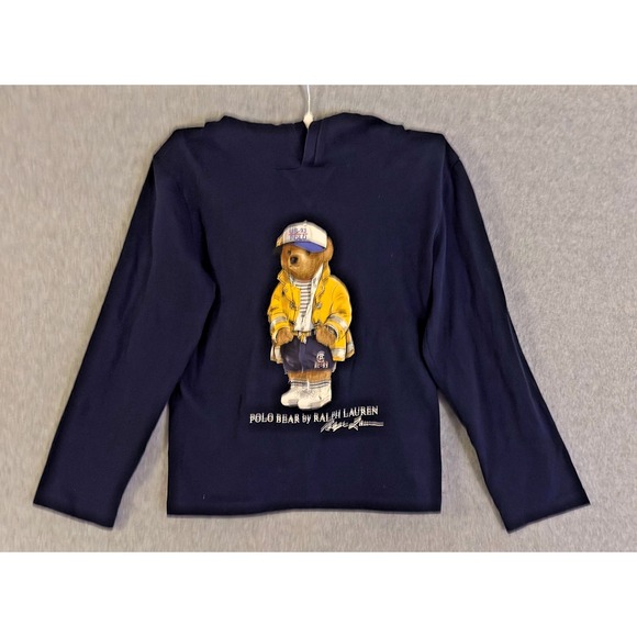 Polo Ralph Lauren Other - Polo Ralph Lauren Sailor Polo Bear Hoodie Youth 6 Navy Blue Pullover READ